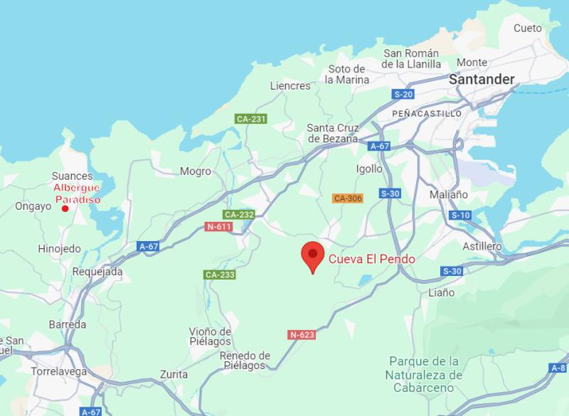 mapa geoparque ruta cueva pendo cantabria cantabria